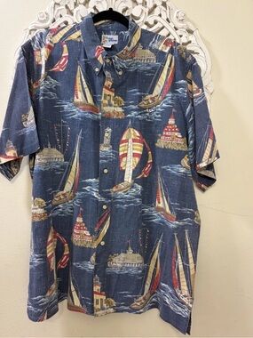 Reyn Spooner Hawaiian Shirt Sailing yacht club  Mens 2XL excellent shape